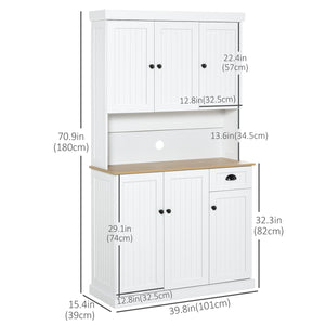 Buffet de cuisine avec support pour four à micro-ondes, blanc