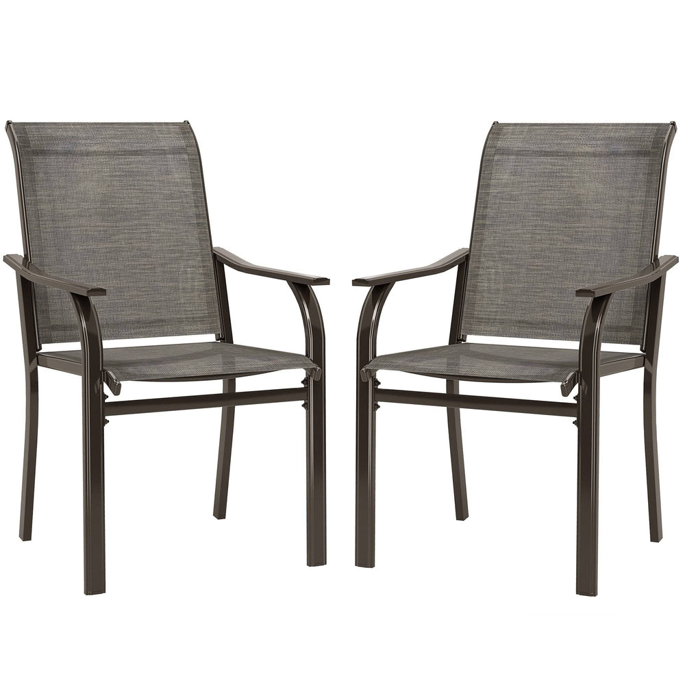 Lot de 2 chaises de patio avec accoudoirs et dossier haut, marron