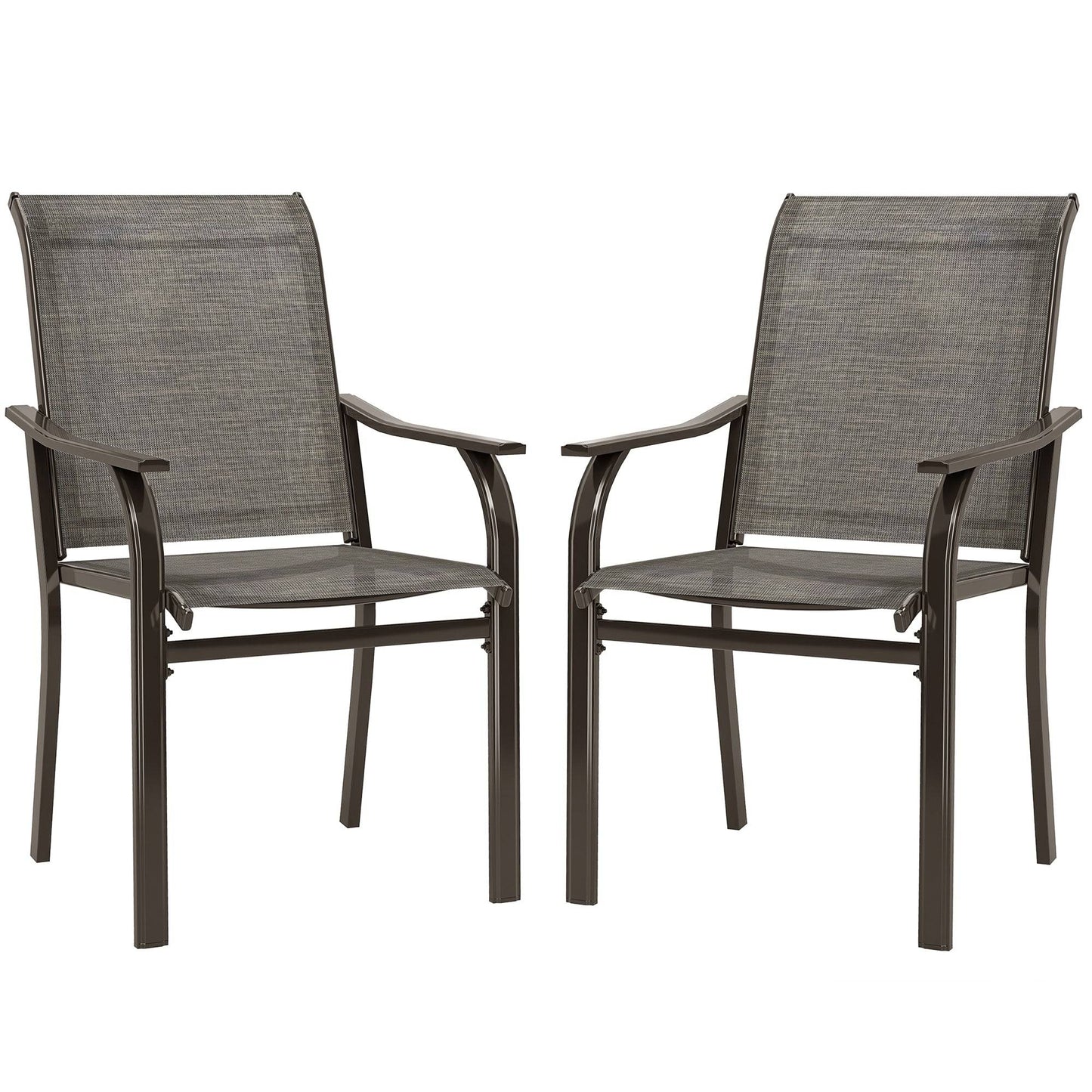 Lot de 2 chaises de patio avec accoudoirs et dossier haut, marron