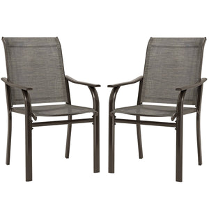 Lot de 2 chaises de patio avec accoudoirs et dossier haut, marron