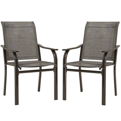 Lot de 2 chaises de patio avec accoudoirs et dossier haut, marron