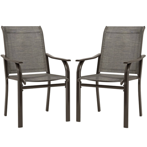 Lot de 2 chaises de patio avec accoudoirs et dossier haut, marron