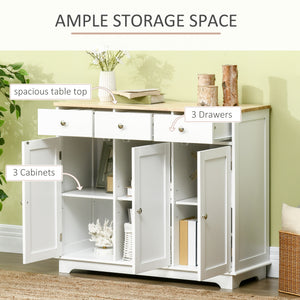 Modern buffet with cupboards, drawers and adjustable shelves, white