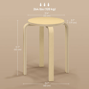 Round Stackable Chairs Set of 4, 18-Inch Backless Stacking Stools for Kitchen, Dining Room, Office, Outdoors