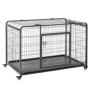 Cage pliable ultra-résistante avec double porte, roulettes verrouillables et plateau