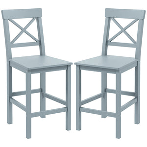 Set of 2 wooden bar stools, grey