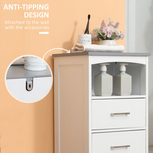 Bathroom storage unit with 3 drawers and open compartment, white