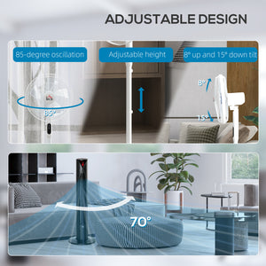 Lot de 2 ventilateur sur pied avec télécommande, hauteur réglable, tête inclinable, minuterie, oscillant, blanc