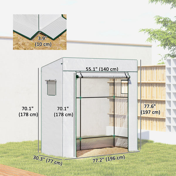 Lean-to greenhouse for tomatoes with reinforced PE cover