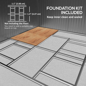Abri de jardin en métal avec kit de fondation inclus, marron