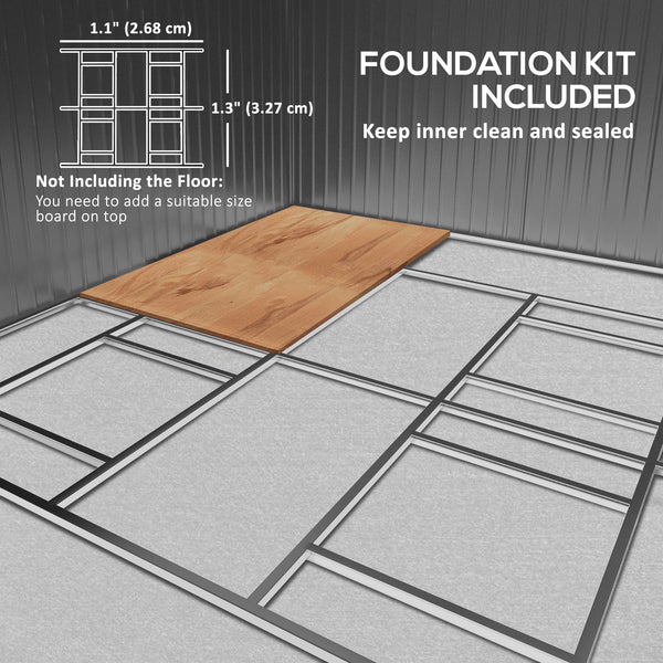 Abri de jardin en métal avec kit de fondation inclus, marron