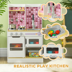 Cuisine enfant avec lumières et sons réalistes, évier, four, cuisinière, blanc