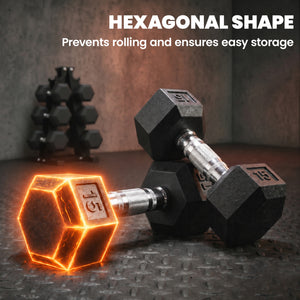 Ensemble de 8 haltères hexagonaux de 15 à 30 lb avec support de rangement vertical