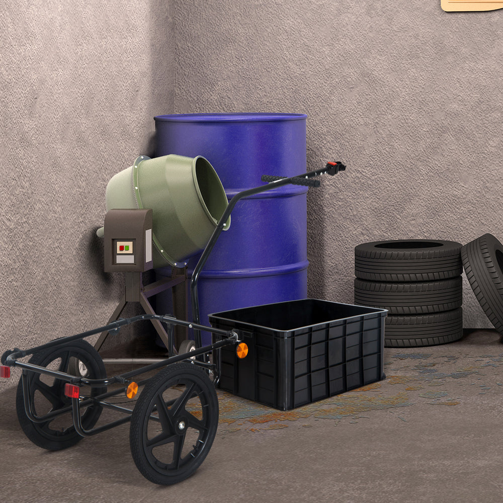 Remorque à vélo multifonctionnelle en acier, gris