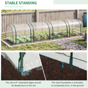 Portable tunnel greenhouse with 4 zippered doors, transparent