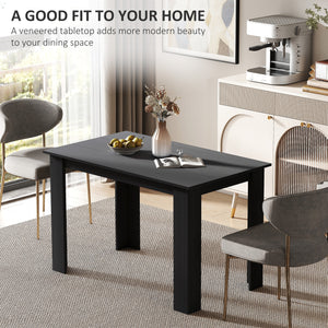 Kitchen table for 4 to 6 people, wood effect, black