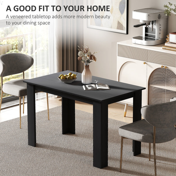 Kitchen table for 4 to 6 people, wood effect, black