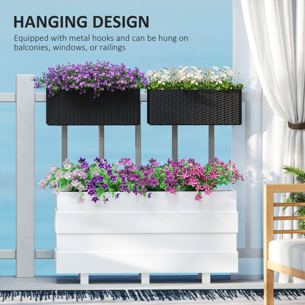 Lot de 2 pots de fleurs suspendus, noir