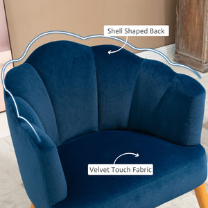 Fauteuils d'appoint avec assise rembourrée, accoudoirs et pieds en bois, bleu