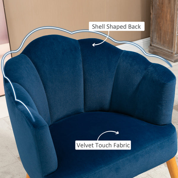 Fauteuils d'appoint avec assise rembourrée, accoudoirs et pieds en bois, bleu