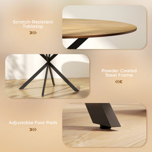 Table de cuisine ronde de 47" pour 4 personnes, style industriel, pieds en acier, marron