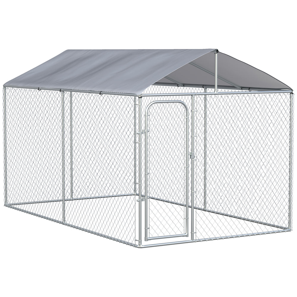 PawHut Dog Kennel Outdoor, Heavy Duty Playpen with Secure Lock, Cover, for Backyard &amp; Patio, 13.1' x 7.5' x 7.5' |