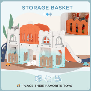 Toboggan 7 en 1 pour tout-petits avec panier de basket, structure d'escalade, télescope, tunnel et volant