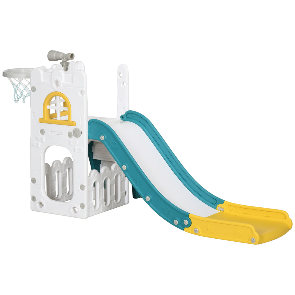 Toboggan 4 en 1 pour tout-petits avec panier de basket jaune