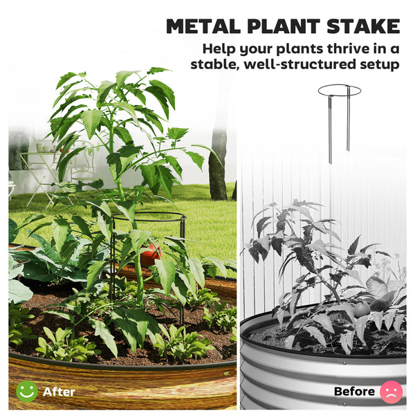 Jardinière d'extérieur surélevée galvanisée avec tuteur en métal, marron