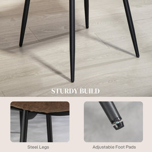 Lot de 4 chaises de salle à manger rétro rembourrées en cuir synthétique