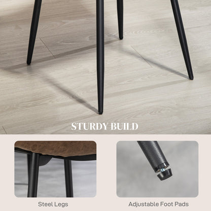 Lot de 4 chaises de salle à manger rétro rembourrées en cuir synthétique
