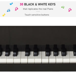 Modern children's piano with 30 keys, black