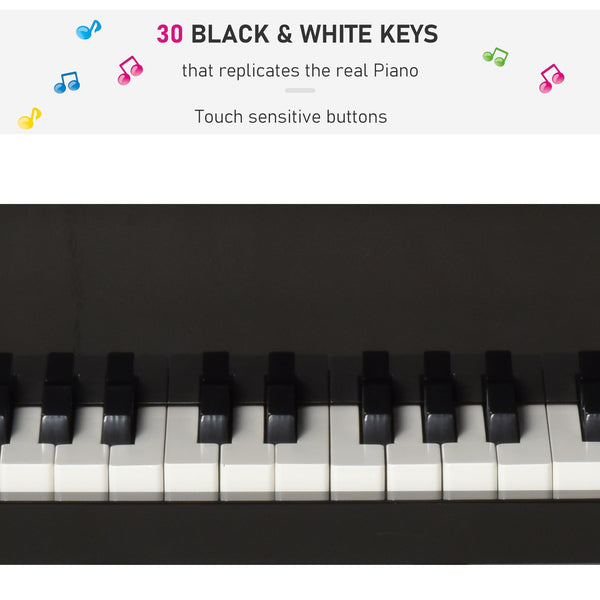 Modern children's piano with 30 keys, black