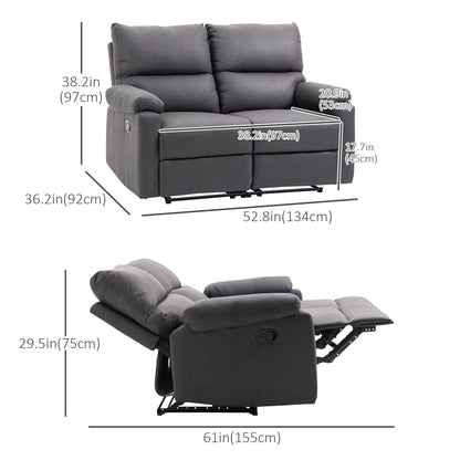 Fauteuil inclinable 2 places avec repose-pieds, gris foncé