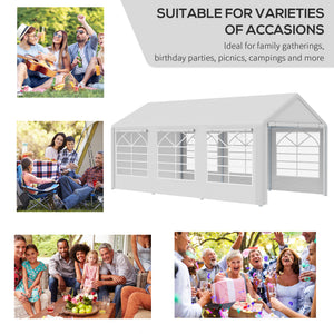 20’ x 10’ Heavy Duty Party Tent Outdoor Carport Canopy Shelter Gazobo with Sidewall, Zipper Door and Windows, White