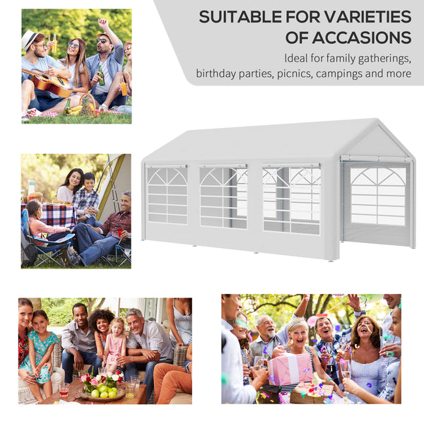 20’ x 10’ Heavy Duty Party Tent Outdoor Carport Canopy Shelter Gazobo with Sidewall, Zipper Door and Windows, White