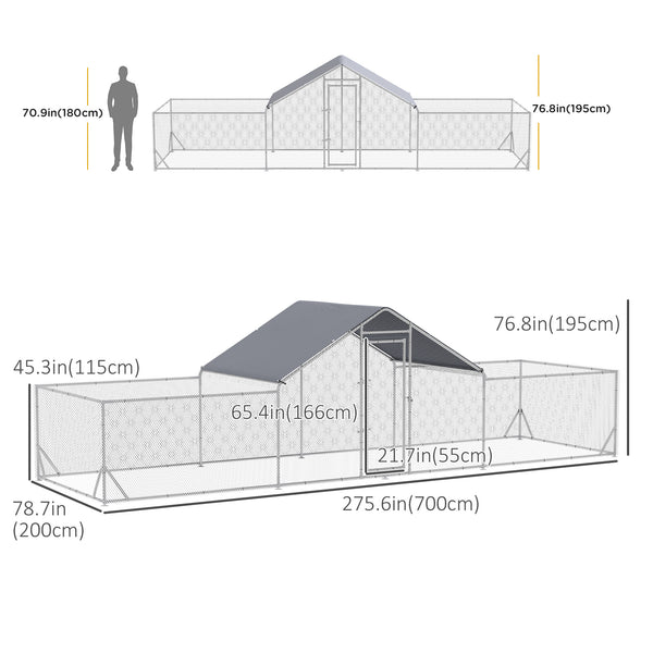 Poulailler en métal avec bâche imperméable et anti-UV
