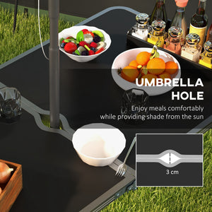 Table de pique-nique pliante avec chaises de camping, Noir.