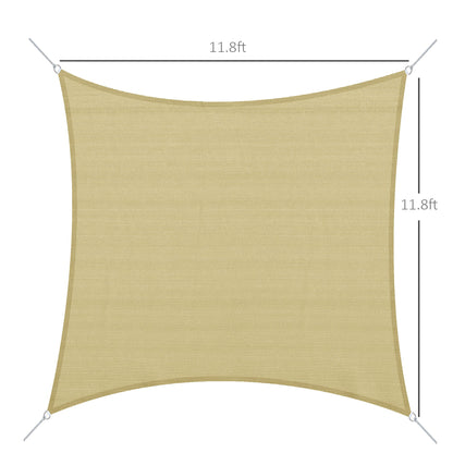 Outdoor Rectangular Shade Sail - 12' x 12' with Bag, Sand
