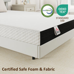 Matelas simple 6 po en mousse mémoire au gel, fermeté moyenne – Blanc et gris