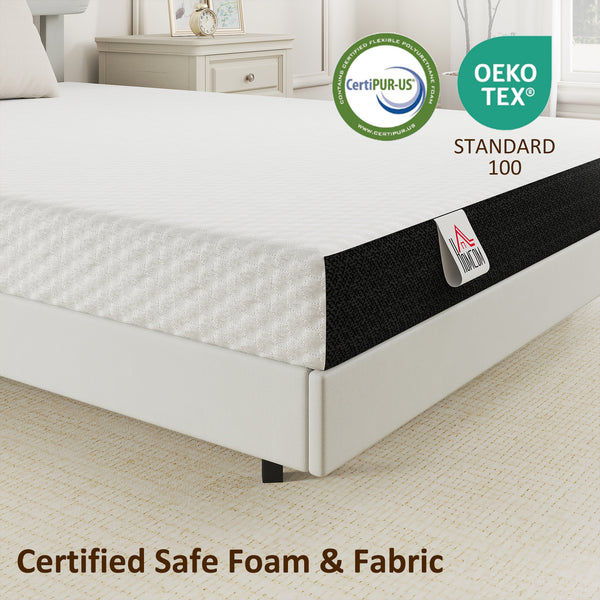 Matelas simple 6 po en mousse mémoire au gel, fermeté moyenne – Blanc et gris