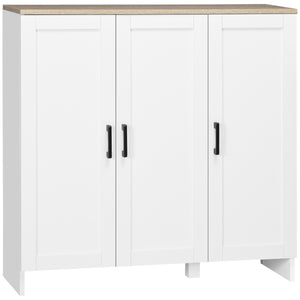 Modern Sideboard with Adjustable Shelves, 3 Doors, White