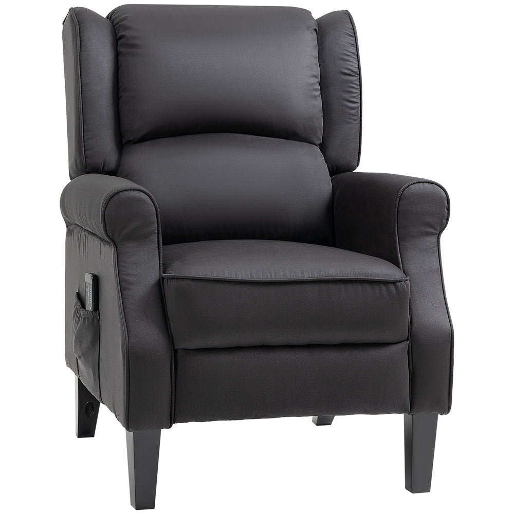 Fauteuil massant inclinable à dossier relevable, noir