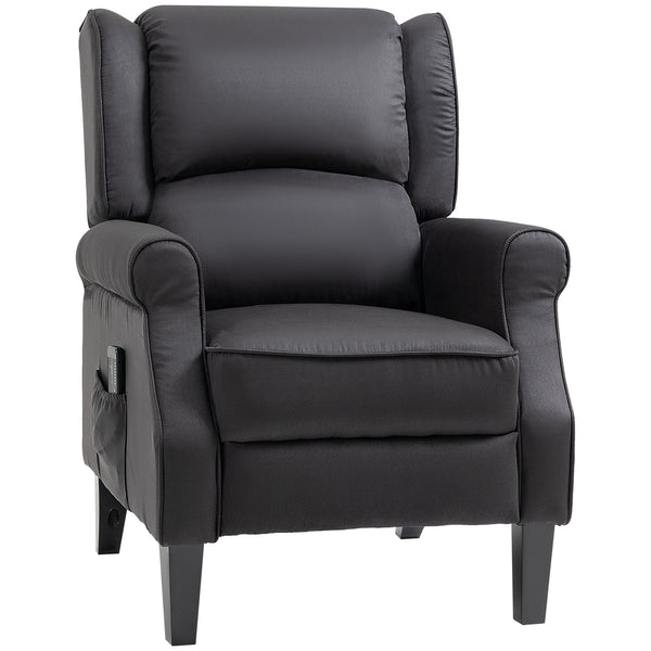 Fauteuil massant inclinable à dossier relevable, noir