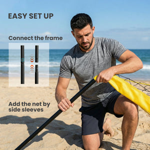 9.5m (31ft) Portable Volleyball Net Set with Adjustable Height Steel Poles, Volleyball, Boundary Line, and Carry Bag