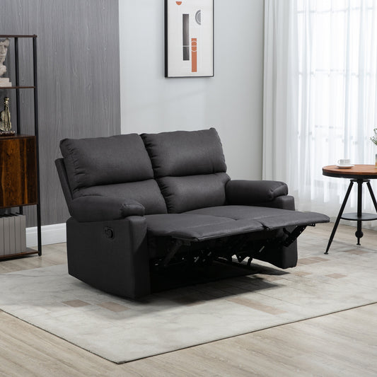 Fauteuil inclinable 2 places avec repose-pieds, gris foncé