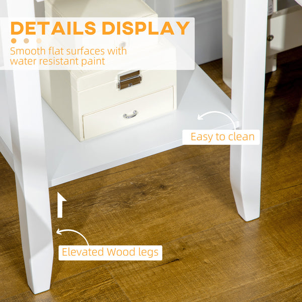 Lot de 2 tables d'appoint avec tiroir et étagère inférieure, blanc