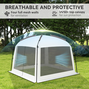 Tente moustiquaire avec protection UV50+, sac de transport et piquets de fixation, blanche