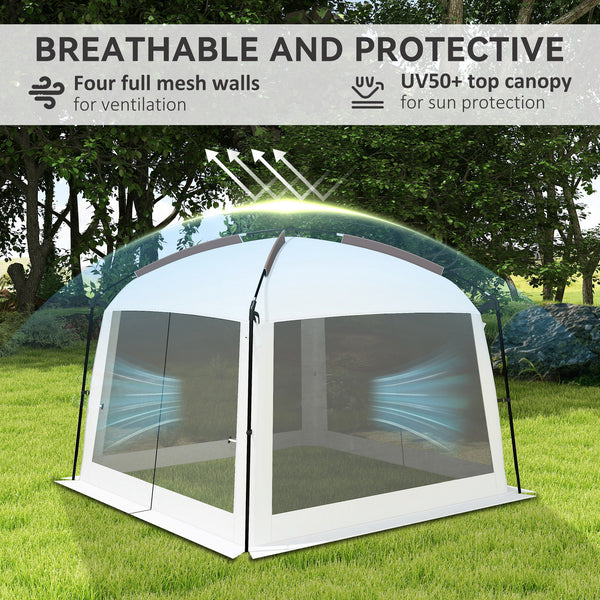 Tente moustiquaire avec protection UV50+, sac de transport et piquets de fixation, blanche