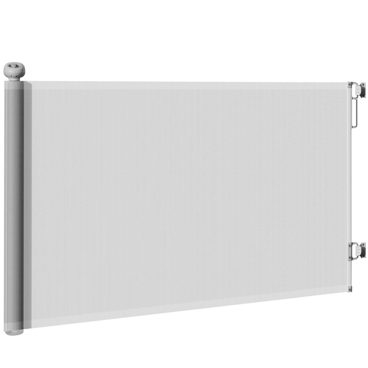 Retractable barrier extendable up to 140 cm wide and 86 cm high, for stairs, doors, corridors, interior and exterior, gray
